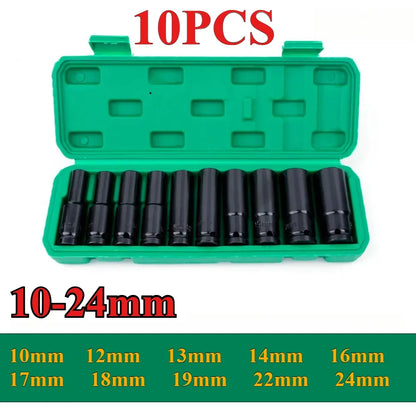 1/2-Inch Drive Impact Socket Set - 10-Piece 6-Point Metric Carbon Steel Sockets with Storage Case