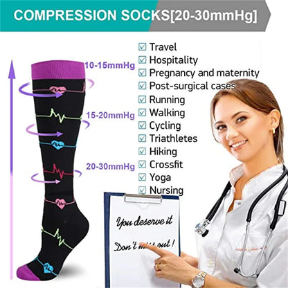 S-XXL Compression Socks - Medical Support Stockings for Nurses, Doctors, Golf, Sports & Varicose Vein Relief