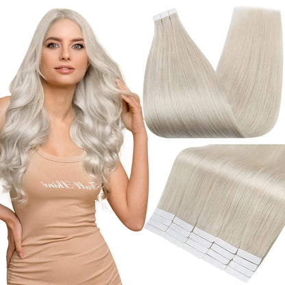 Full Shine Tape In Human Hair Extensions - 100% Remy Straight Hair Double Sided Silky Natural Tapes for Women