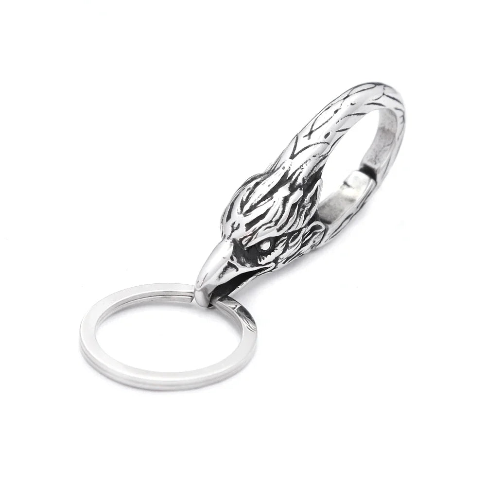 Vintage Punk Stainless Steel Animal Keychain – Dragon Head Fashion Keyring for Men & Women, Waist Belt Clip Jewelry Gift