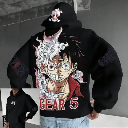 One Piece Luffy Gear 5 Anime Hoodie – Unisex Streetwear Pullover Sweatshirt
