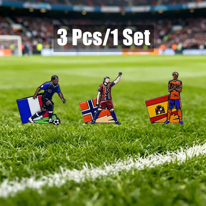 Football Enamel Brooch Pins - 3-Piece Soccer Player Lapel Badge Set for Backpacks, Clothing & Fans