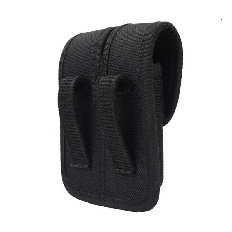 Tactical Black Basketweave Double Magazine Pouch - Leather Handgun Mag Holder with Snap Closure