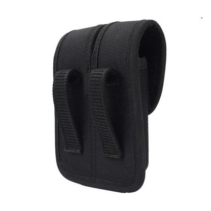 Tactical Black Basketweave Double Magazine Pouch - Leather Handgun Mag Holder with Snap Closure