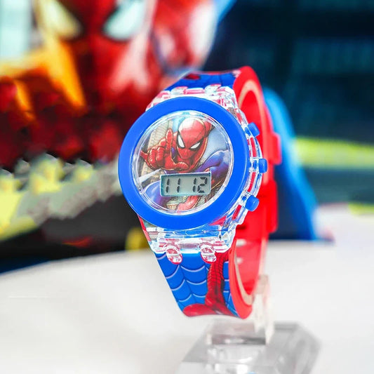 Flashing LED Kids Digital Watch – Spider-Man & Unicorn Cartoon Light-Up Toy Gift