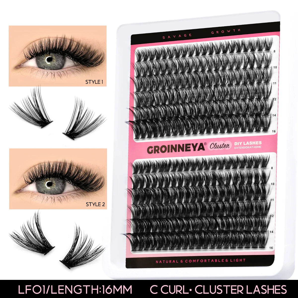 Lash Clusters Extension Kit – Fake Eyelashes Set with Lash Bond, Seal, and Applicator Tool for Makeup