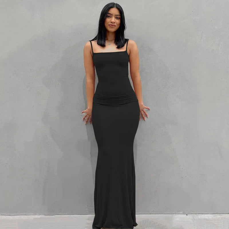 2025 Women's Summer Dress - Solid Color Slim Fit Camisole Skirt Sexy Fashion Style
