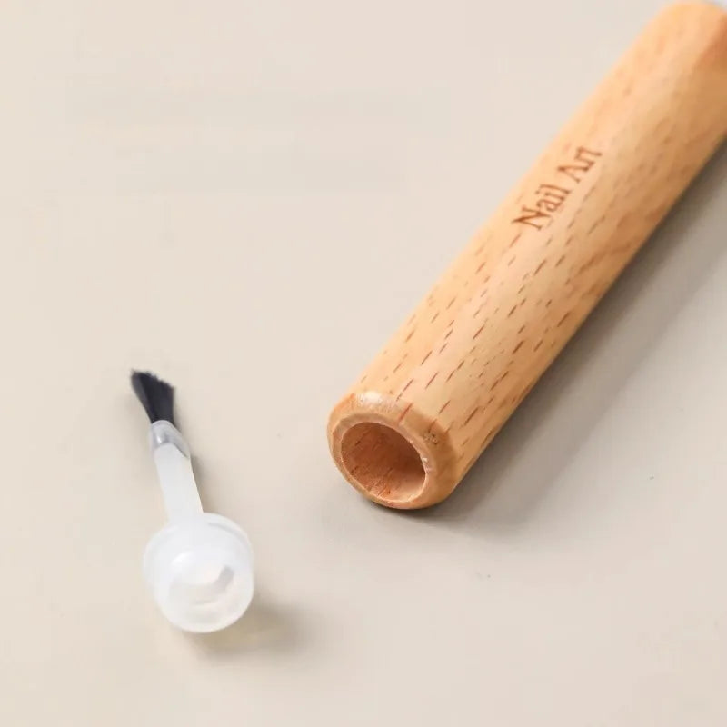 Professional Nail Art Brush Set - Detachable Wooden Handle Multi-Functional Polish & Design Tools
