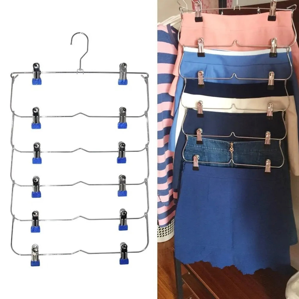 Multi-Functional Folding Multi-Layer Pants Rack – Anti-Slip Seamless Wardrobe Hanger for Home Storage