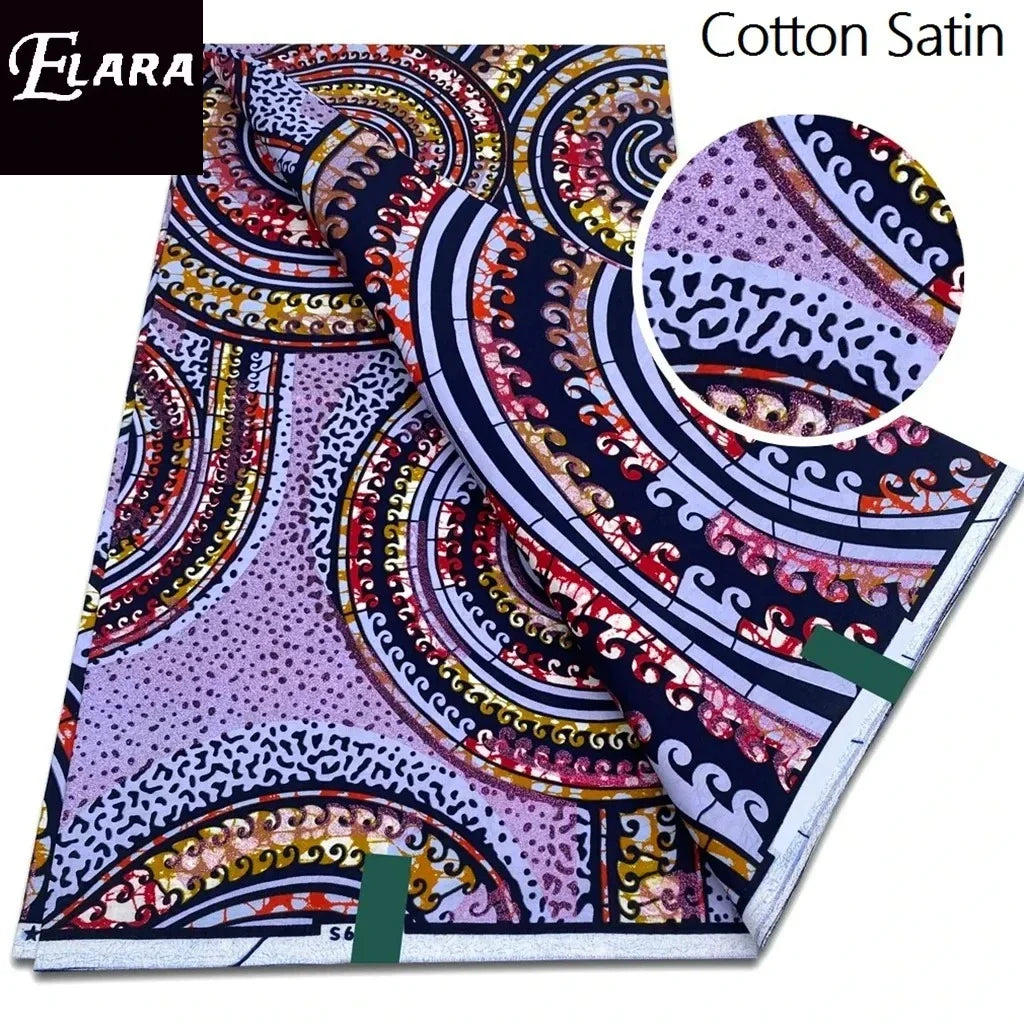 African Real Wax Print Fabric - Grand Original Ankara Blue Cotton Wax Material 6 Yards for Stylish Dresses & Uniforms
