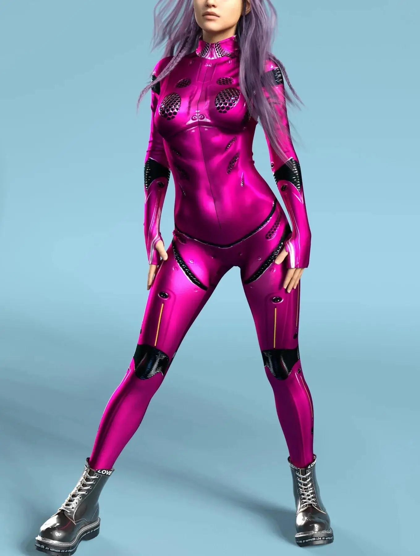 Women's Cyberpunk Mechanical Catsuit - 3D Zipper Cosplay Zentai Bodysuit for Halloween & Costume Parties
