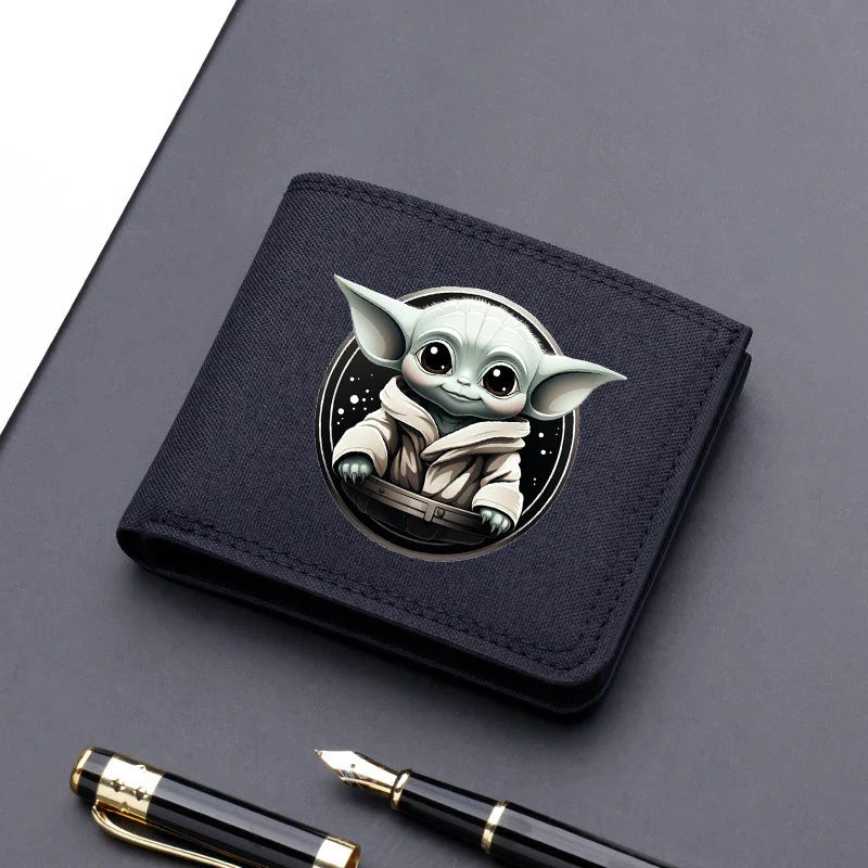 Star Wars Men's Canvas Wallet – Black/Blue/Gray Short Purse, Card Holder & Money Bag with Credit Card Case