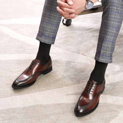 Men’s Genuine Leather British Dress Shoes - Elegant Carved Business & Formal Wedding Shoes for Classic Style