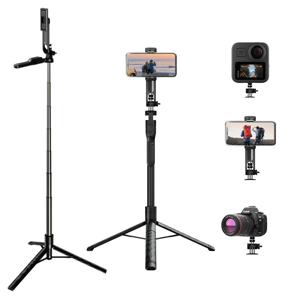 3-Axis Anti-Shake Selfie Stick with Bluetooth Remote – Retractable 1.7m Mobile Phone Holder with Flash & Live Stand