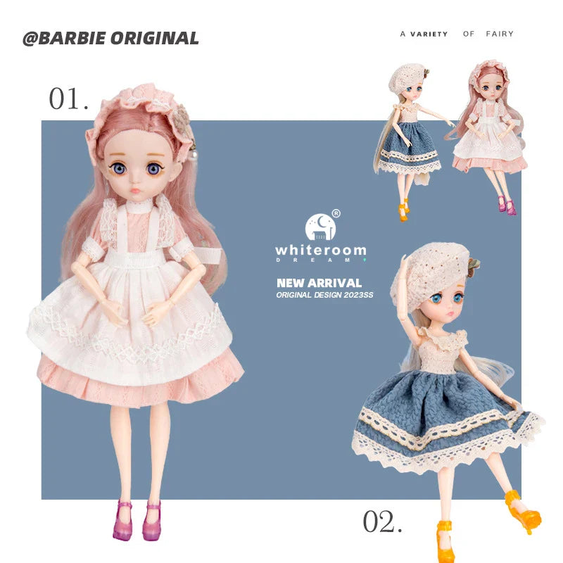 Slim 26cm BJD Doll for Girls – 13 Movable Joints with Princess Outfit, Blue Eyes & Eyelash Accessories