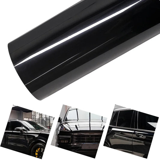 Ultra Gloss Piano Black Vinyl Wrap - PET Self-Adhesive Bubble-Free Car Wrap Film