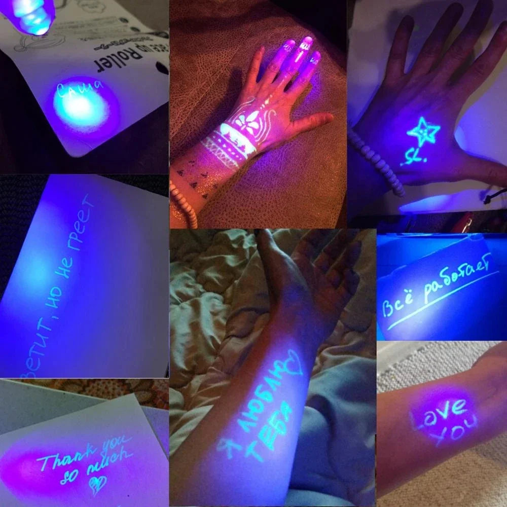 Invisible Ink Pen with UV Light - Magic Fluorescent Writing and Drawing Pen for Secret Messages, Suitable as Kids' Toy