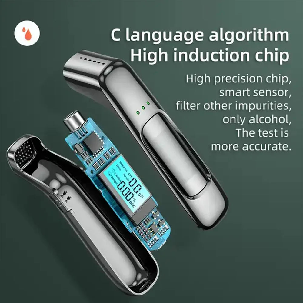 Non-Contact Digital Alcohol Tester - LED Display Breathalyzer Meter for Accurate Alcohol Detection