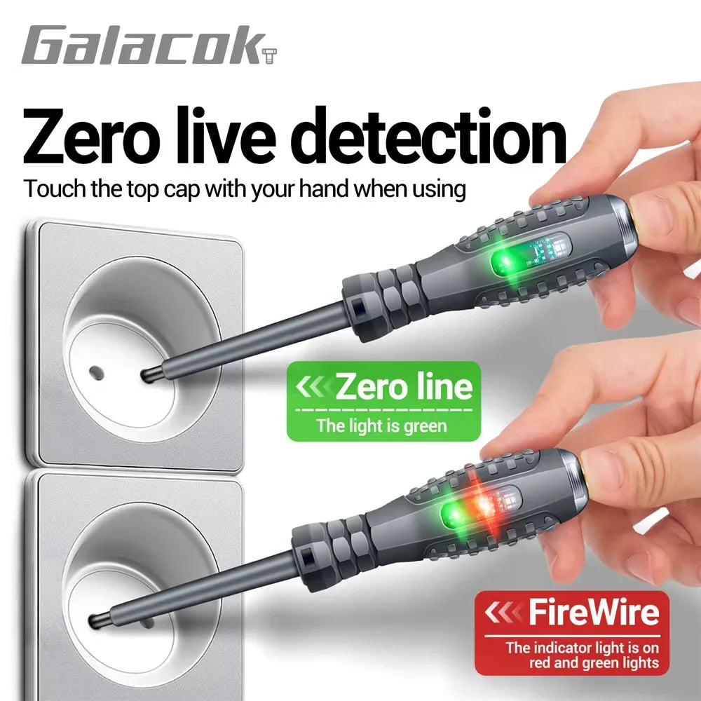 Multifunctional Electrician Test Screwdriver – AC Non-Contact Voltage Tester Pen 70-600V with Red/Green Indicator Lights
