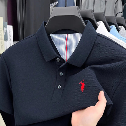 Men's 100% Cotton Embroidered Polo Shirt - Premium Summer Golf Casual Short Sleeve Top