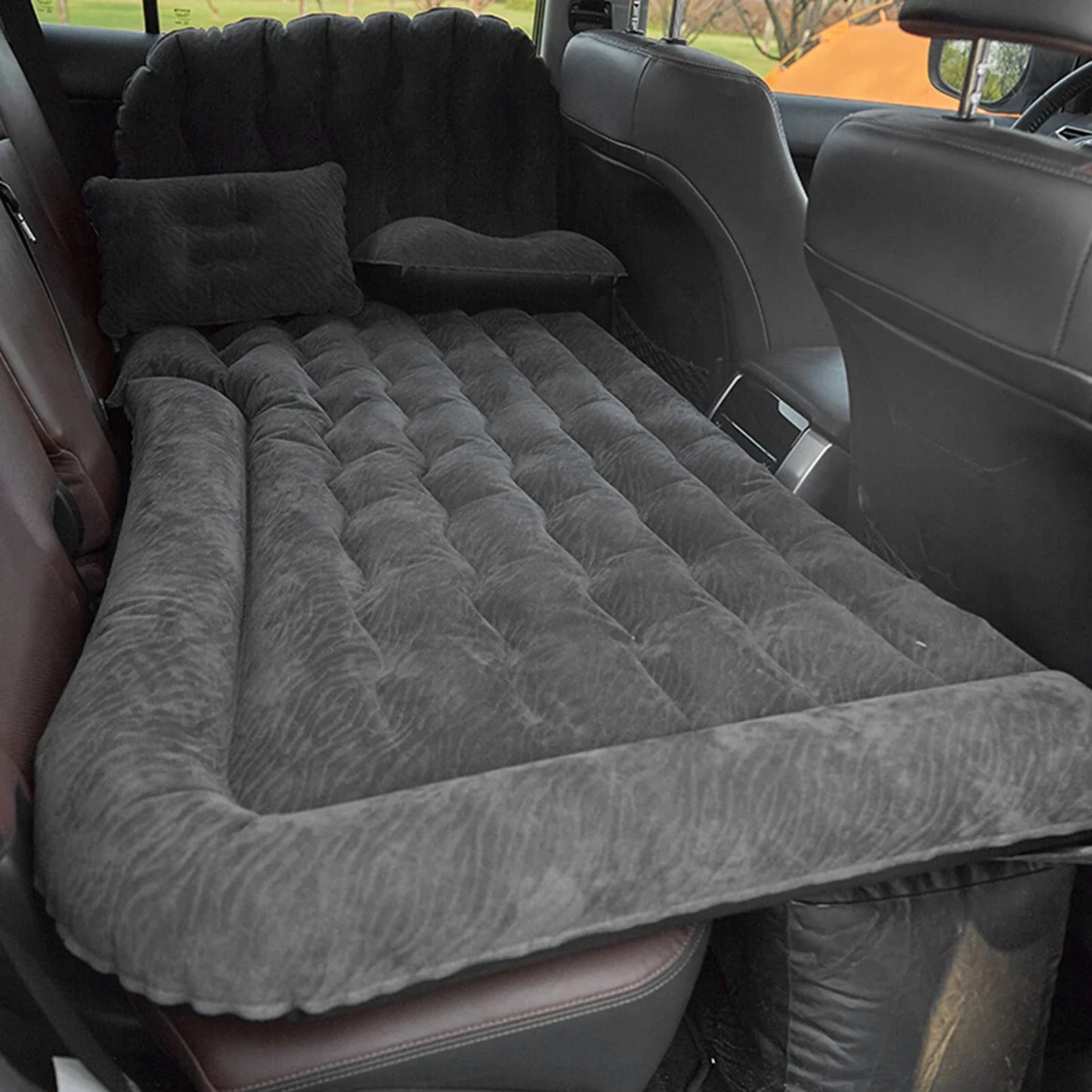 2-in-1 Car Inflatable Bed – PVC Flocking Travel Mattress & Soft Cushion for Car & SUV