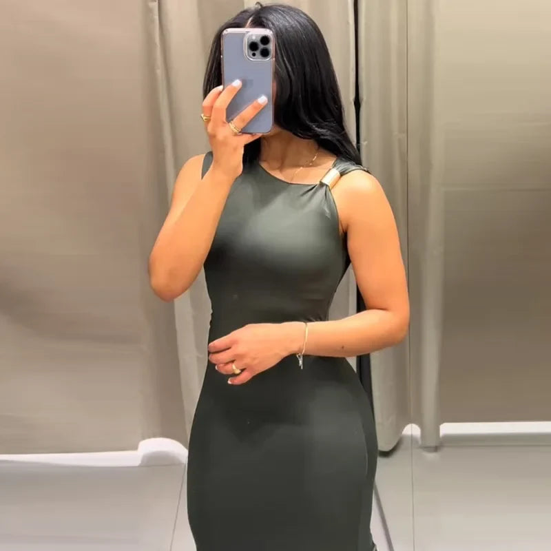 HXAO Women's Ruffled Bodycon Dress - Sexy Sleeveless Asymmetric Corset Maxi Dress Summer Party Fashion Style