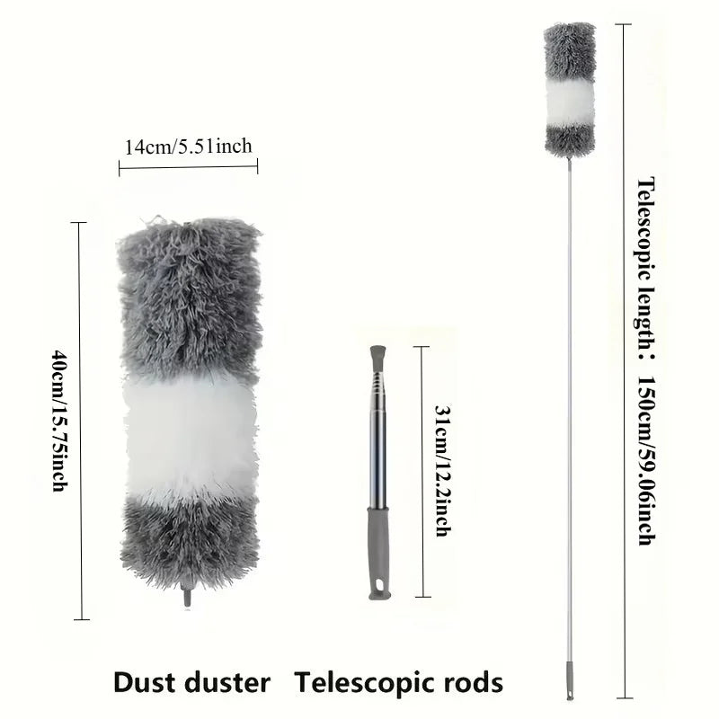 Extendable Microfiber Duster - Retractable Washable Dust Brush for Ceiling & Home Cleaning