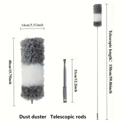 Extendable Microfiber Duster - Retractable Washable Dust Brush for Ceiling & Home Cleaning