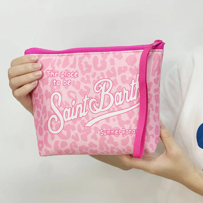 S-Saint B-Barth Striped Neoprene Zip-Up Clutch – Unisex Cosmetic & Toiletry Makeup Bag for Women