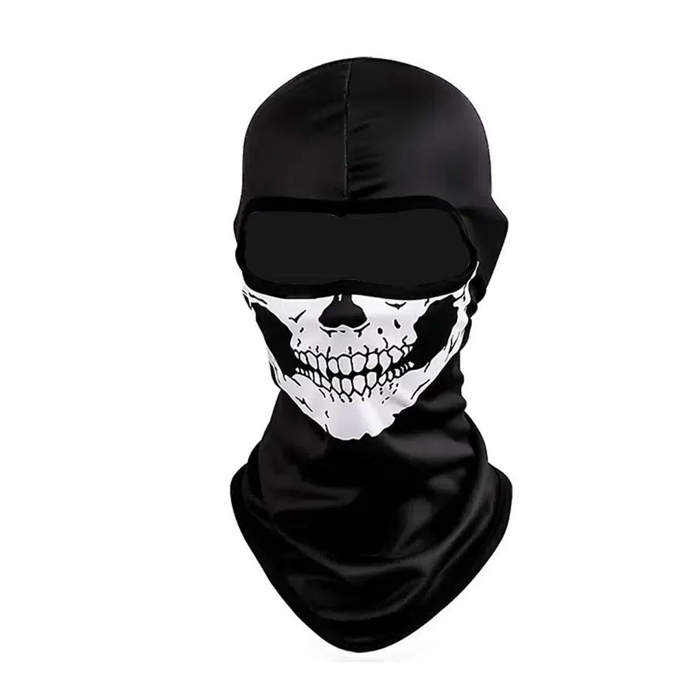 Skull Print Balaclava Mask - Full Face Halloween Cosplay Hood for Motorcycle Riding & Outdoor Use