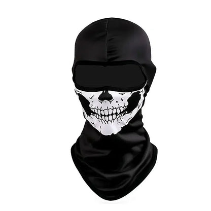 Skull Print Balaclava Mask - Full Face Halloween Cosplay Hood for Motorcycle Riding & Outdoor Use