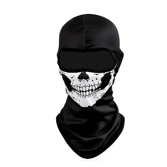 Skull Print Balaclava Mask - Full Face Halloween Cosplay Hood for Motorcycle Riding & Outdoor Use