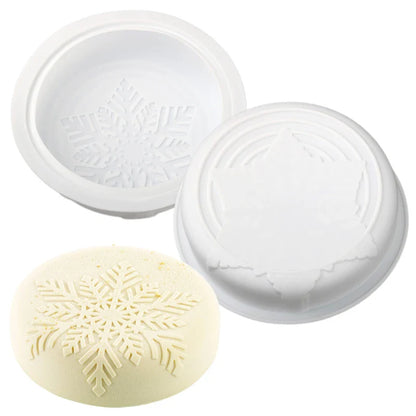 Christmas Snowflake Silicone Cake Mold – Cylindrical French Mousse Dessert Baking Tool for Holiday Bakeware