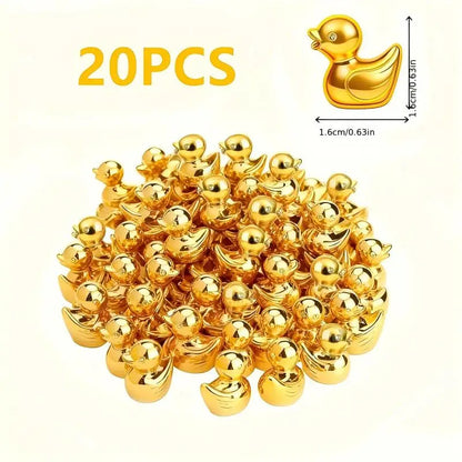 20pcs Mini Golden Duck Figurines - Resin Yellow Ducklings, Dollhouse Decor, Fairy Garden & Craft Scenery