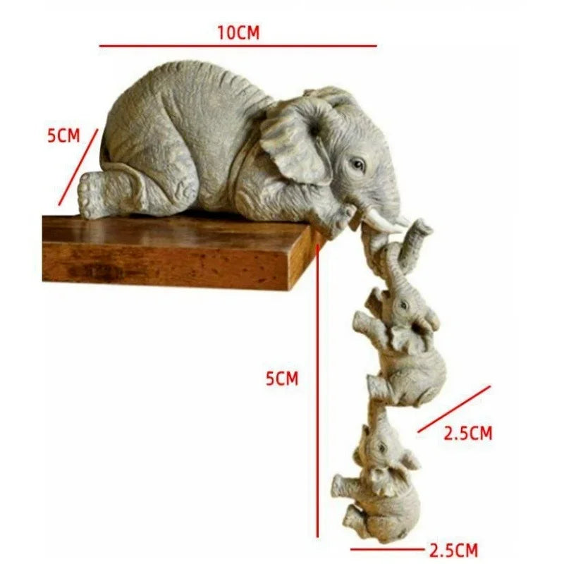 3-Pcs Cute Elephant Hug Baby Doll Set – Resin Handicraft Figurines for Home Decor & Gift