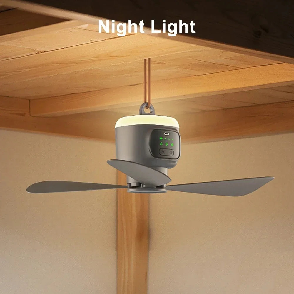 12000mAh Portable Ceiling & Camping Fan – Outdoor Tent Air Circulator and Cooling Ventilator