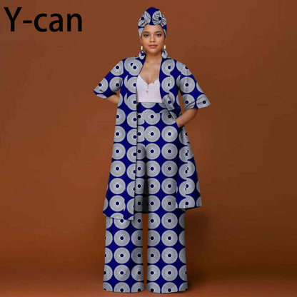 African Ankara 2-Piece Suit Set for Women - Traditional Print Jacket & Pants for Office, Business & Party Wear