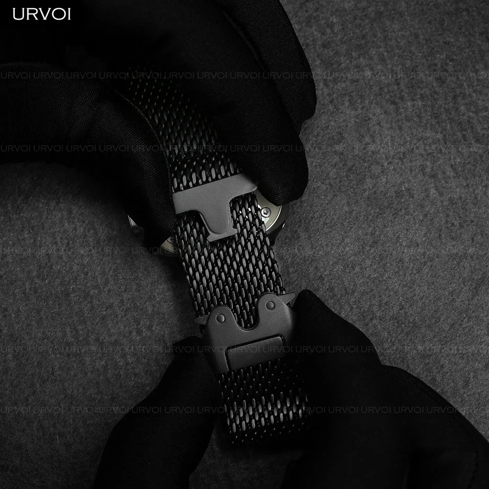 URVOI Stainless Steel Mesh Band for Apple Watch Ultra 2/1, Series 10/9 – 316L Secure Parachute Buckle, 46/49mm