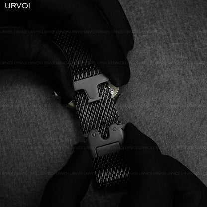 URVOI Stainless Steel Mesh Band for Apple Watch Ultra 2/1, Series 10/9 – 316L Secure Parachute Buckle, 46/49mm