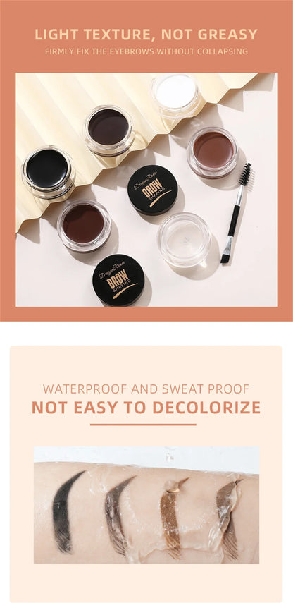 Matte Brown & Black Eyebrow Cream – 3D Natural Tint, Waterproof Gel Wax, Long-Lasting Eyebrow Enhancer