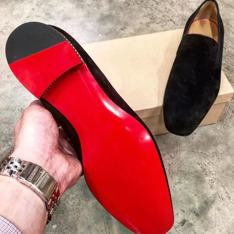 Men's Red Bottom Loafers - Solid Slip-On Party & Dress Shoes Size 38-48
