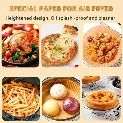 50/100Pcs Disposable Air Fryer Paper Liners Non-Stick Round Baking Parchment for Kitchen Cooking