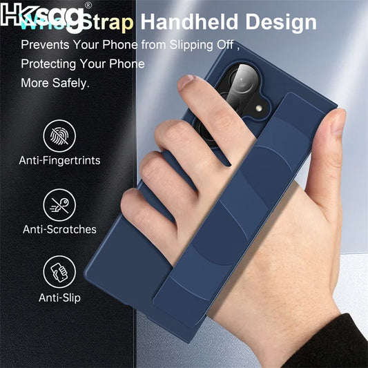 Elastic Wristband Phone Case - Silicone Shockproof Matte PC Cover for Samsung Galaxy Z Fold 8 Ultra/7/6/5/4/3