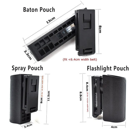 Tactical Polymer Spray Pouch - 360 Degree Rotating Open Top Holster for Flashlight, Baton, Mace & Multi Tool Storage