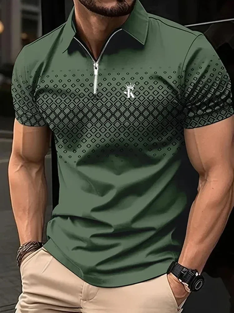 Men's Golf Polo Shirt - Business Casual Short Sleeve 3D Print Summer Polo