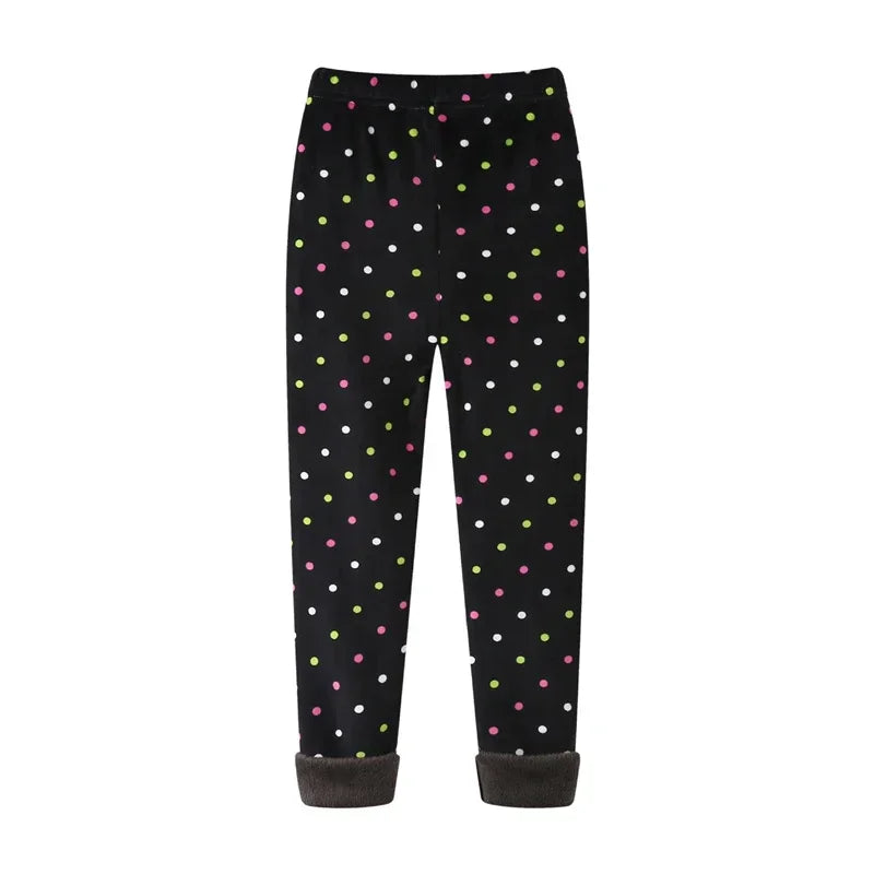 Girls Warm Velvet Leggings Pants (4–13Y) – Autumn Winter Thickened Star Print Kids Stretch Trousers Baby Girl Thermal Skinny Pants