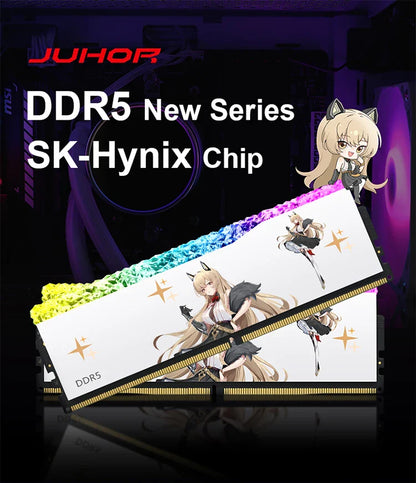 JUHOR DDR5 RGB Gaming Memory – 16GB 6800MHz RAM for Desktop PC