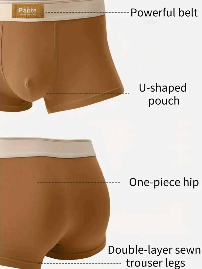 3PCS Men’s Cotton Boxer Shorts – Breathable U-Convex Comfortable Underwear Set for Daily Wear & Sports Trunks