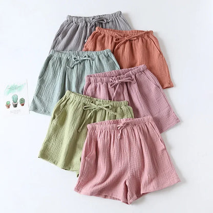 2026 Women's Cotton Crepe Summer Shorts - Loose Fit Plus Size Beach Lounge Pants