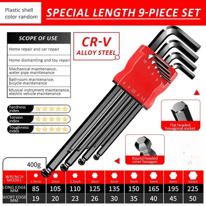 High-Strength Hex Wrench Set - Durable Hex Key Spanner Tool for Repairs & Assembly